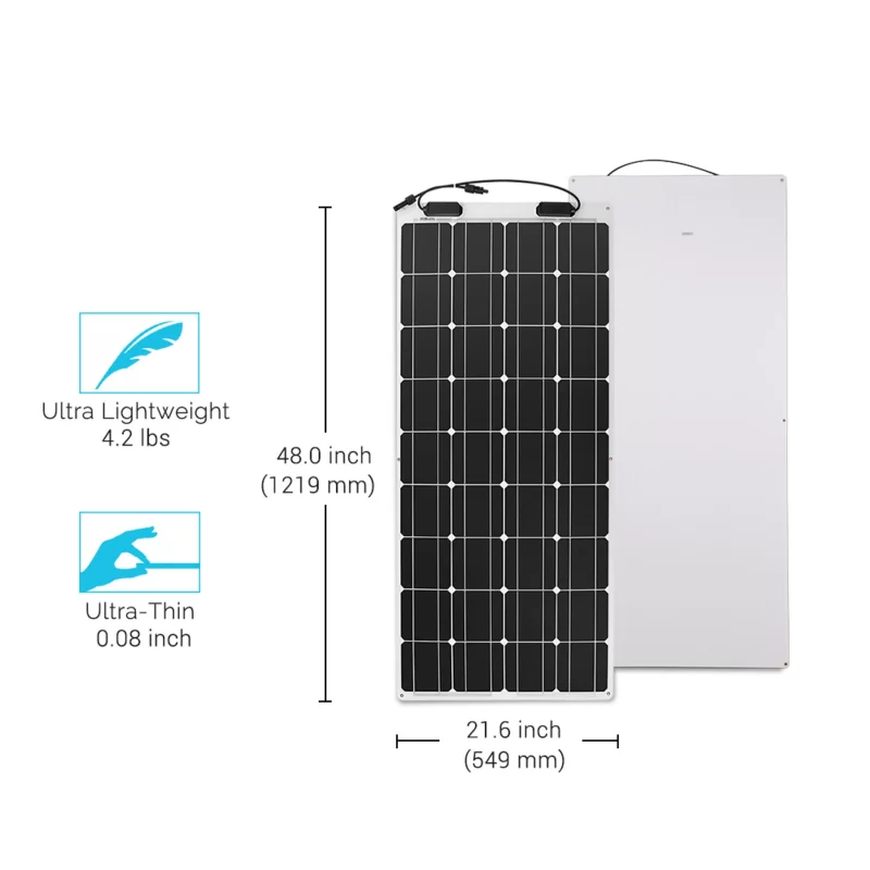 100w flexible solar panel size